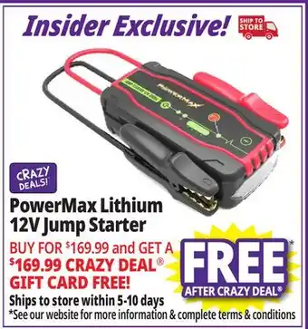 Ocean State Job Lot PowerMax Lithium 12V Jump Starter offer