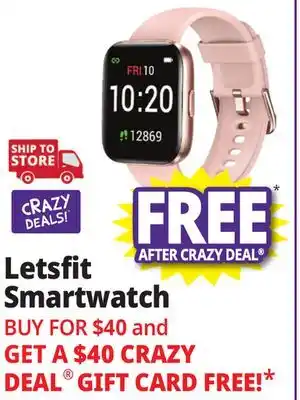 Ocean State Job Lot Letsfit Smartwatch Fitness Tracker Pink offer