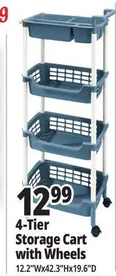 Ocean State Job Lot HomeLiving 4-Tier Multipurpose Storage Cart with Wheels offer