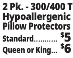 Ocean State Job Lot 2 Pk. - 300/400 T Hypoallergenic Pillow Protectors offer