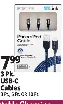 Ocean State Job Lot 3 Pk. USB-C Cables offer