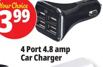 Ocean State Job Lot 4 Port 4.8 amp Car Charger offer