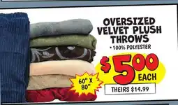 Ollie's OVERSIZED VELVET PLUSH THROWS offer