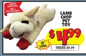 Ollie's LAMB CHOP PET TOY offer