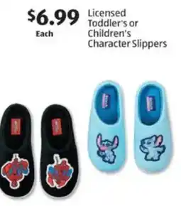 Aldi Licensed Toddler's or Children's Character Slippers offer