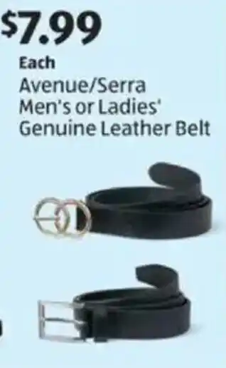 Aldi Avenue/Serra Men's or Ladies' Genuine Leather Belt offer