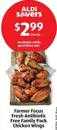 Aldi Farmer Focus Fresh Antibiotic Free Family Pack Chicken Wings offer