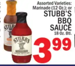 C Town STUBB'S BBQ SAUCE 18 Oz. Btl offer