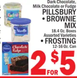 C Town PILLSBURY BROWNIE MIX, 18.4 Oz. Boxes OR FROSTING 12-16 Oz. Can offer