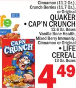 C Town Original QUAKER CAP'N CRUNCH 12.6 Oz. Boxes offer