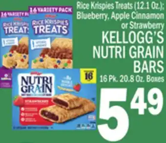 C Town KELLOGG'S NUTRI GRAIN BARS 16 Pk. 20.8 Oz. Boxes offer