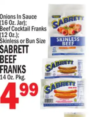 C Town SABRETT BEEF FRANKS, 14 Oz. Pkg offer