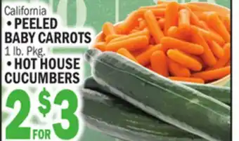 C Town •PEELED BABY CARROTS •HOT HOUSE CUCUMBERS offer