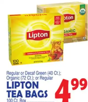 Bravo Supermarkets LIPTON TEA BAGS 100 Ct. Box offer