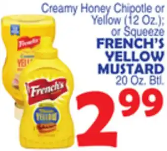 Bravo Supermarkets FRENCH'S YELLOW MUSTARD 20 Oz. Btl offer