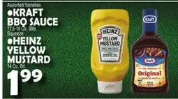 Bravo Supermarkets KRAFT BBQ SAUCE 17.5-18 Oz. Btls. Squeeze, HEINZ YELLOW MUSTARD 14 Oz offer