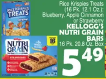 Bravo Supermarkets KELLOGG'S NUTRI GRAIN BARS 16 Pk. Oz. Box offer