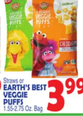 Bravo Supermarkets EARTH'S BEST VEGGIE STRAWS OR PUFFS offer