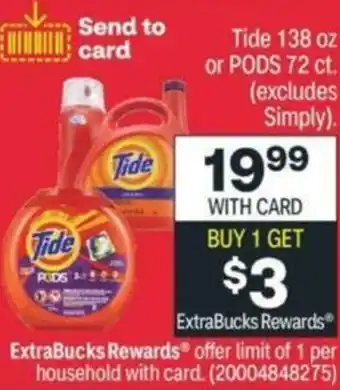 CVS Tide 138 Oz Or Pods 72 ct. offer