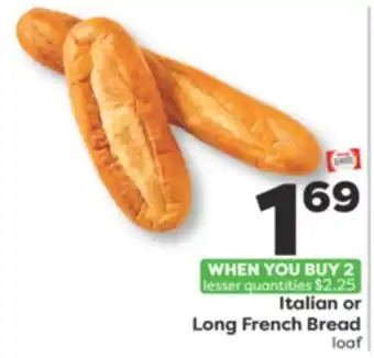 Weis Markets Italian or Long French Bread offer