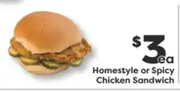 Weis Markets Homestyle or Spicy Chicken Sandwich offer