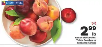 Weis Markets Red or Black Plums, Yellow Peaches, or Yellow Nectarines offer