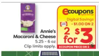 Weis Markets Annie's Macaroni & Cheese offer