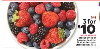 Weis Markets Blackberries or Raspberries 6 oz Blueberries 1 pint Strawberries 16 oz offer