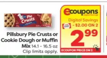 Weis Markets Pillsbury Pie Crusts or Cookie Dough or Muffin Mix offer