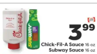 Weis Markets Chick-Fil-A Sauce 16 oz Subway Sauce 16 oz offer