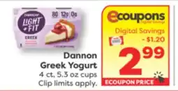 Weis Markets Dannon Greek Yogurt offer