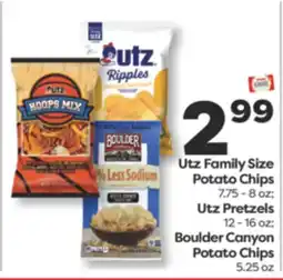 Weis Markets Utz Family Size Potato Chips 7.75-8 oz Utz Pretzels 12-16 oz Boulder Canyon Potato Chips 5.25 oz offer