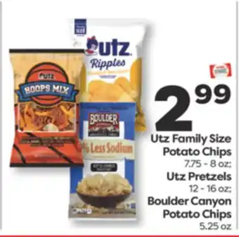 Weis Markets Utz Family Size Potato Chips 7.75-8 oz Utz Pretzels 12-16 oz Boulder Canyon Potato Chips 5.25 oz offer