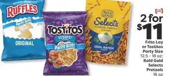 Weis Markets Frito Lay or Tostitos Party Size 12.5-18 oz Rold Gold Selects Pretzels 16 oz offer