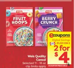 Weis Markets Weis Quality Cereal offer