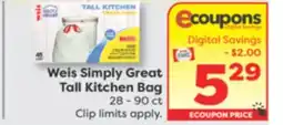 Weis Markets Weis Simply Great Tall Kitchen Bag offer