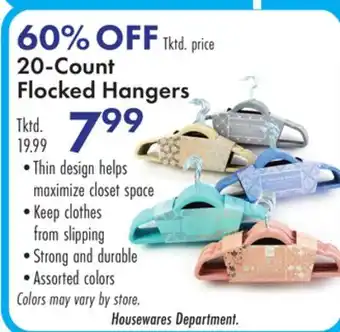 Boscov's 20-Count Flocked Hangers offer