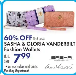 Boscov's SASHA & GLORIA VANDERBILT Fashion Wallets offer