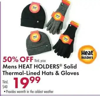 Boscov's Mens HEAT HOLDERS Solid Thermal-Lined Hats & Gloves offer