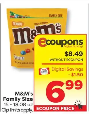 Weis Markets M&M's Family Size offer