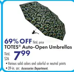 Boscov's TOTES Auto-Open Umbrellas offer