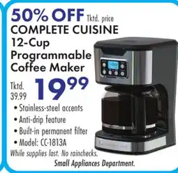 Boscov's COMPLETE CUISINE 12-Cup Programmable Coffee Maker offer