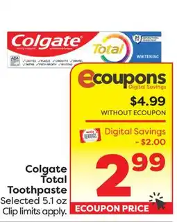 Weis Markets Colgate Total Toothpaste offer