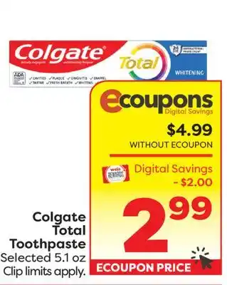 Weis Markets Colgate Total Toothpaste offer