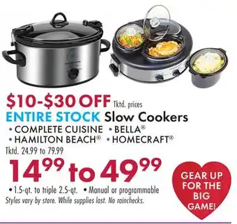 Boscov's ENTIRE STOCK Slow Cookers offer