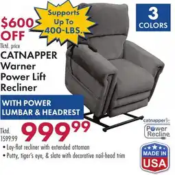 Boscov's CATNAPPER Warner Power Lift Recliner offer