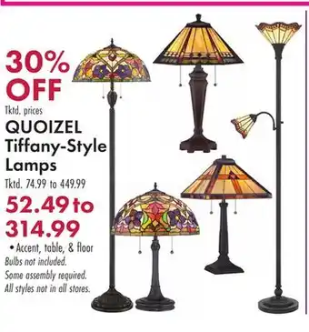 Boscov's QUOIZEL Tiffany-Style Lamps offer