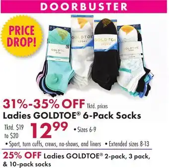 Boscov's Ladies GOLDTOE 6-Pack Socks offer