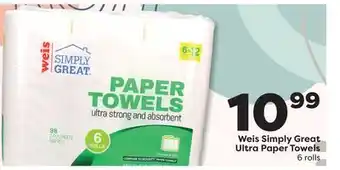 Weis Markets Weis Simply Great Ultra Paper Towels offer