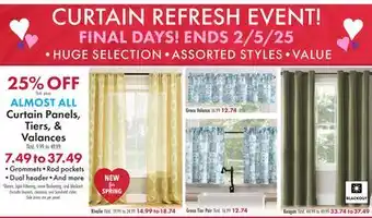 Boscov's Curtain Panels, Tiers, & Valances offer